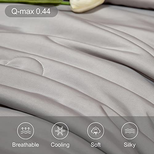 Image of LLanCL Cooling Blankets for Hot Sleepers - Cool Like Ice Cream Blanket for Summer, Lightweight Double-Sided Cooling Comforter Quilt(Twin Size 59 inch x 79 inch Grey)
