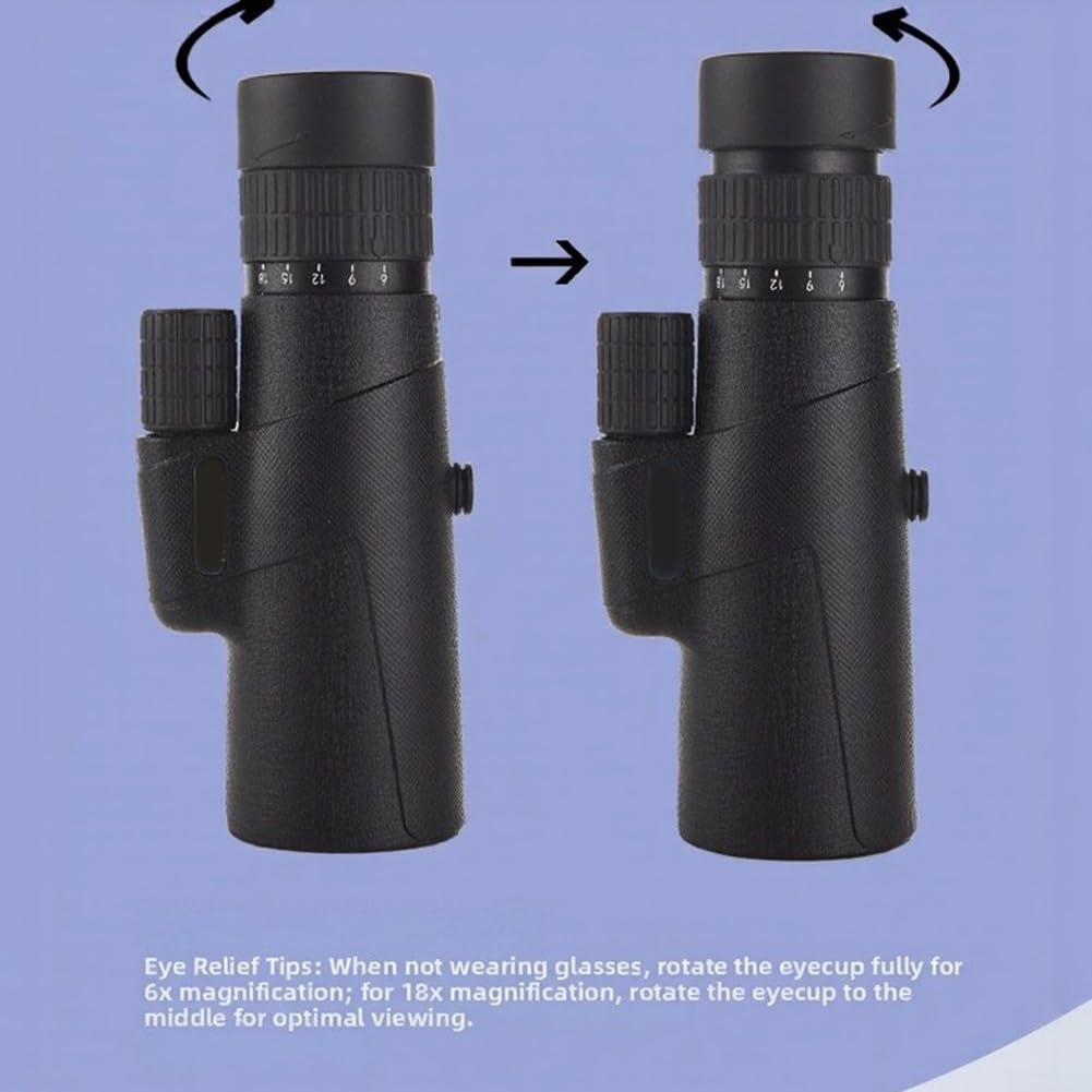 Telescopio 6-18x42 Zoom Refractor para Astronomía y Observación de Aves - HD BK7 Vidrio Portátil Alcance de Viaje con Estuche - Negro 17cm