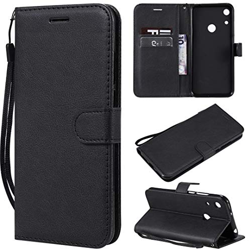SATURCASE - Carcasa para Huawei Y6 2019, clásica de piel sintética magnética, con tapa, soporte para tarjetas protectores, funda con correa para Huawei Y6 2019, Y6 Prime 2019, Y6 Pro 2019 (XD-Negro)