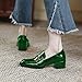 YDN Women Square Toe Heeled Loafers Slip on Block Low Heel Pumps Buckle Fashion Formal Wear Shoes Size 12 Green