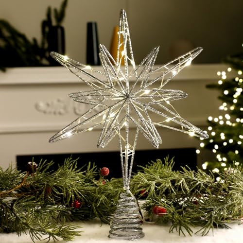 Christbaumspitze Stern, LED Weihnachtsdeko Tannenbaum Spitze,...