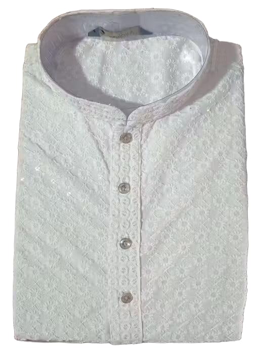 reso White New Pattern Design Lucknowi Kurta Only Mirrorwork Embroidery Embellished(White Shifli Only-2_S)_PT-picture-13