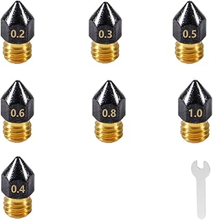OPRIX 10pcs MK8 PTFE Coated Nozzle 0.2/0.3/0.4/0.5/0.6/0.8/1.0mm M6 Thread Compatible With CR10 CR10S Ender 3/3 Pro/3 V2 3D Printer Nozzles 1.75mm (Color : MK8-10pcs)