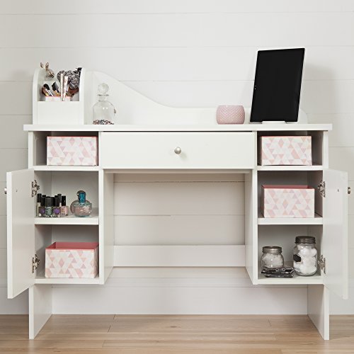 South Shore Make-Up Dressing Table With 2 Doors And Storage Baskets, Pure White #TOP3