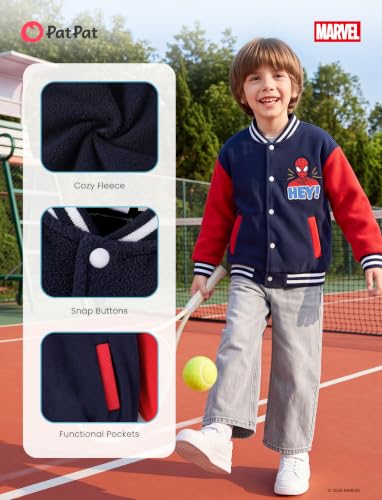 Image of Disney Kids Fleece Bomber Jacket, Varsity Outerwear with Pockets, 2-10Y