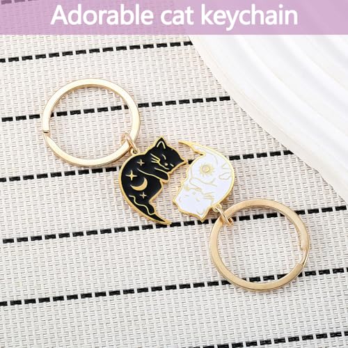 Image of Zibuyu Cute Cat Anime Matching Keychains - Couple Gift for Boyfriend Girlfriend, Husband Wife & Best Friend, Ideal for Long Distance Relationship, Anniversary & Valentines Day