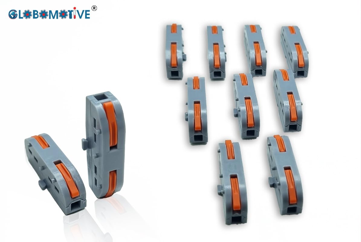 Globomotive Wire Connector, Universal Compact Wiring Terminals - 1 Circuit Inline Splices Electric Connectors, Conductor Clamp, Push-in Terminal Block, Quick Splice, 10 Pieces 3