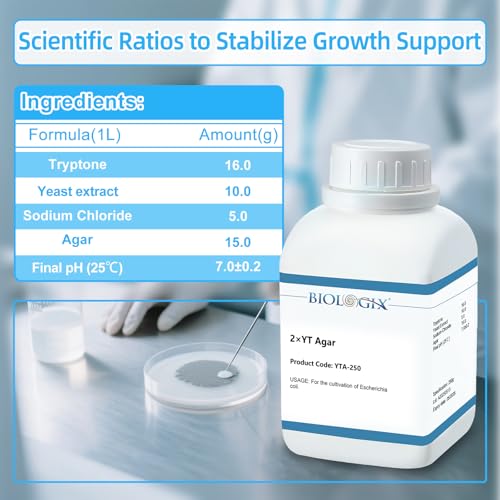 Image of 2xYT Agar Medium, Powder Culture Media with Tryptone, Yeast Extract, Sodium Chloride & Agar, Media Powder for for E. coli Growth, Lab Bacterial Culture Medium, 250g /Bottle, 10 Bottles /Case