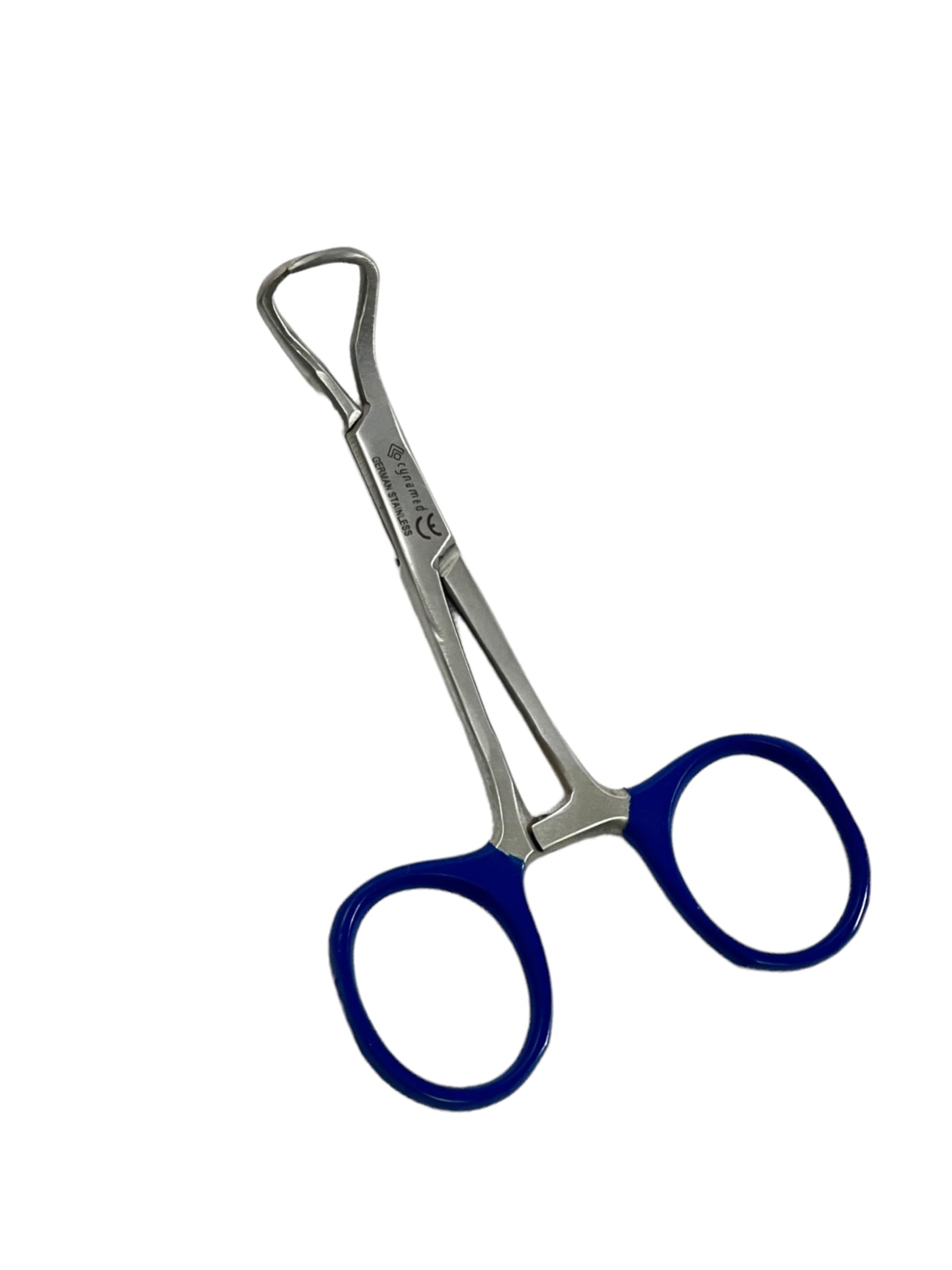 3.5in Backhaus Towel Clamps Tissue Grasping Forceps - Sharp Points Cruved, Blue Ring Handle - German Stainless Steel CE - Dental, Veterinary - (5 Count)