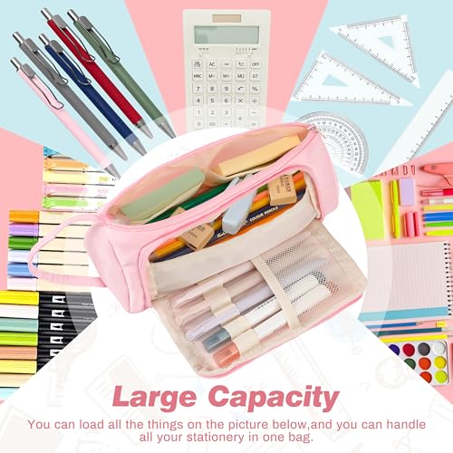 Image of Zzrywuty Big Pencil Case Pouch Large Capacity Soft Quilted Pen Bag for Teens Girls Adults Student Simple Stationery Bag School College Office (White Checkered)
