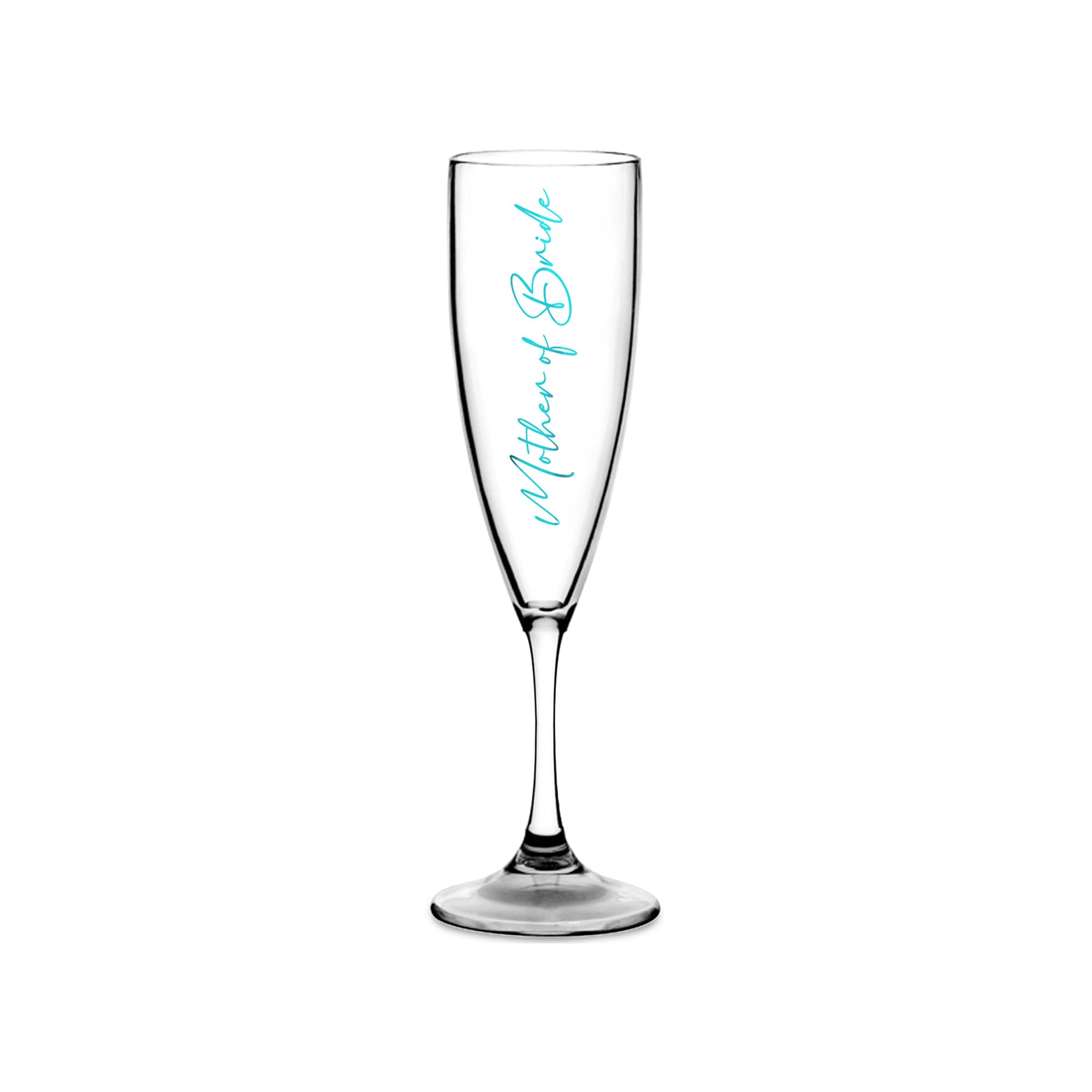 Print Maniacs Champagne Premium Clear Flute Glass Bride Groom Mr Mrs Wedding Maid Honour Wine Cocktail Prosecco Celebrations Gift (Teal, Mother of Bride)
