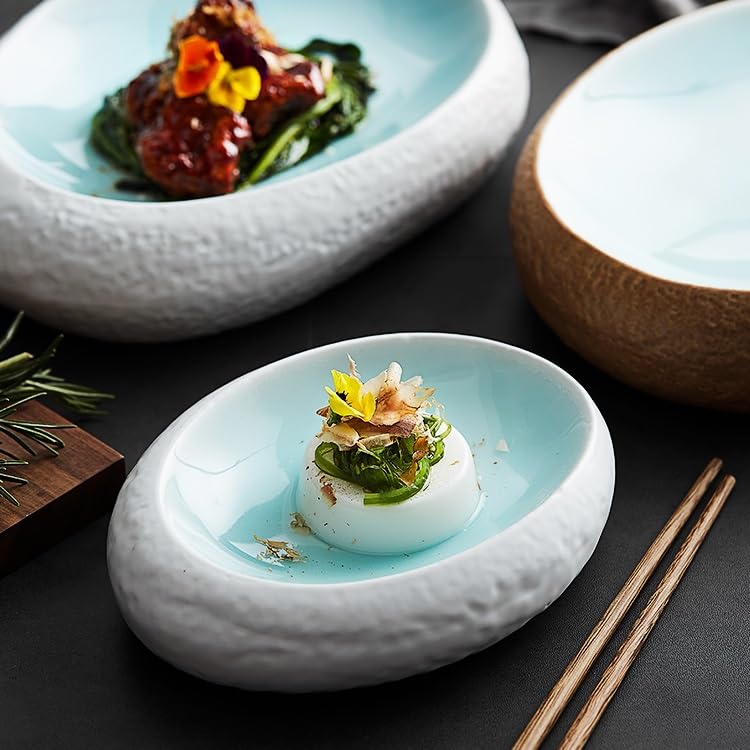 Talerze obiadowe chińskie ceramiczne talerze do naczyń o nieregularnych kształtach, zimne naczynia, hotel restauracja klub deser zastawa stołowa kuchnia salaterka
