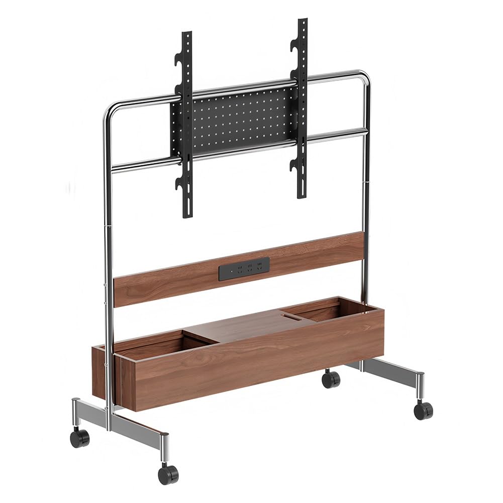 JKJZSALJ Solid Wood Mobile Tv Stand With Wheels, Rolling Tv Cart With Drawer Storage & Pegboard, Universal Floor Tv Mount For 32-85 Inch Tvs, Living Room Media Console