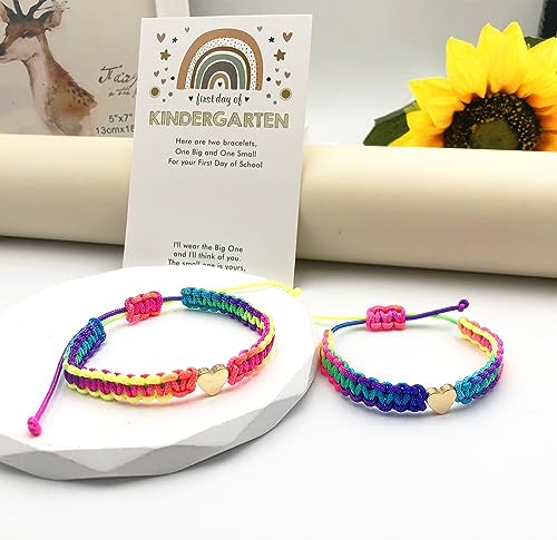 INENIMARTJ First Day of Bracelets First Day of School Bracelets,Back to School Bracelets for 2,Matching Heart Wish Adjustable Bracelets2