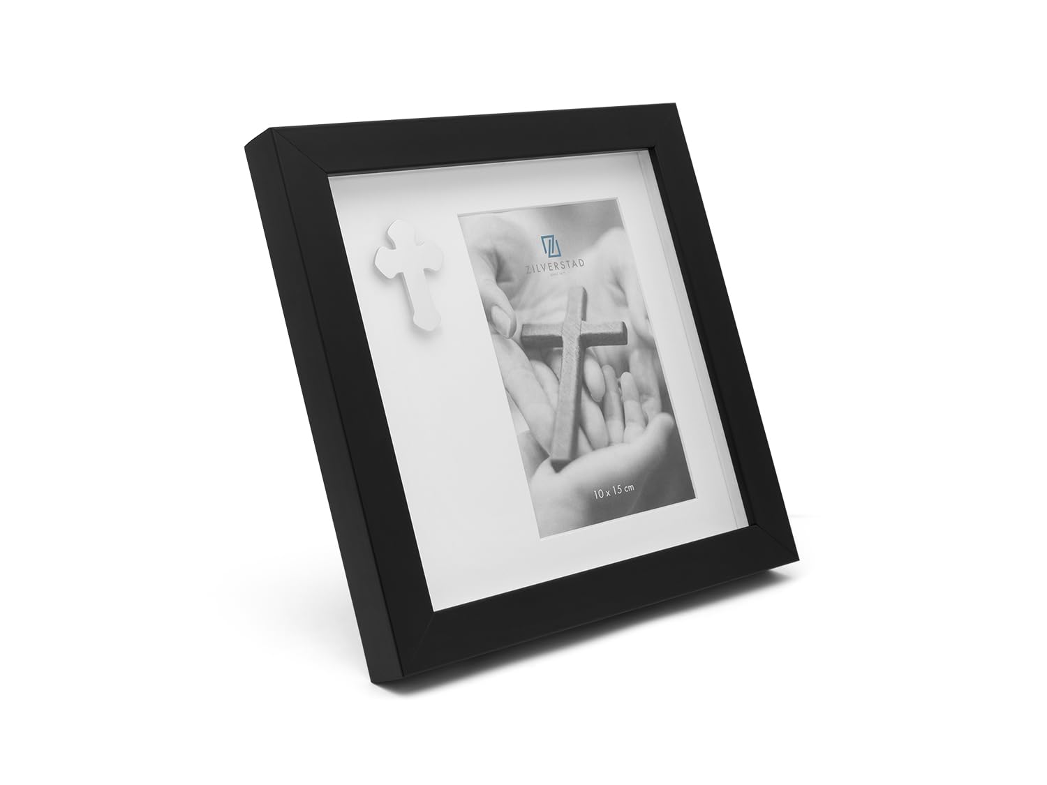 Zilverstad - Memory photo frame with a cross 10x15 pp black