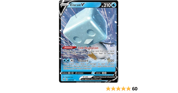 Amazon Com Eiscue V 055 192 超罕見 口袋妖怪劍和盾牌反抗衝突 玩具和遊戲