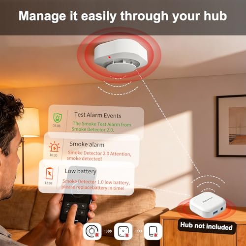 ZIGBEE Smoke Detectors for Home,Photoelectric Fire Alarms Battery Powered,Portable Smoke Alarm with Test/Mute Button(ONLY Work with TUYA Gateway,1 PCS(NOT Included Battery) - Image 4