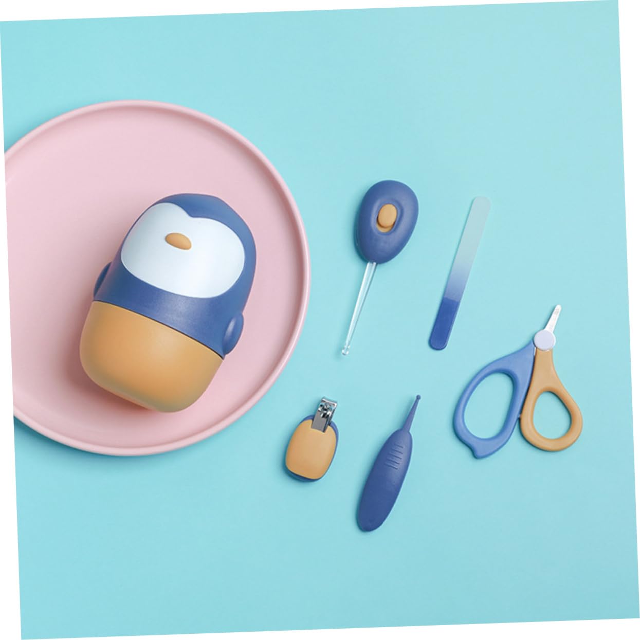 HEMOTON Boy Girl Fingernail Clippers Set Nail Care Kit Scissors File Spoon Tweezer Ergonomic Handles Safe Easy Nail Trimming for Newborns Toddlers