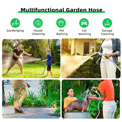 200 ft Garden Hose -Metal Water Hoses with Nozzle &10 Function Sprayer,Flexible, Heavy Duty,No Kink& Tangle, Lightweight, 304 Stainless Steel Watering Car Washing hoses Pipe for Outdoor,Yard,Gardening