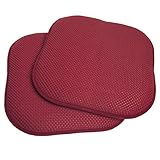 Sweet Home Collection Memory Foam Honeycomb Nonslip Back Chair/Seat Cushion Pad (2 Pack), 16 x16, Wine