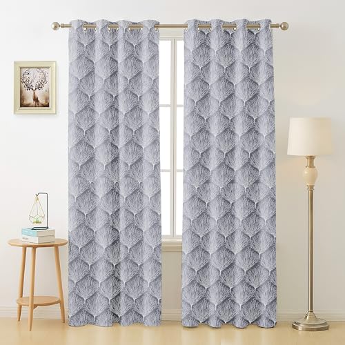 Image of Homestan Jacquard Woven Long Door Curtains 9 Feet Long Set of 2 with Stainless Steel Grommets for Home Decor (9 X 4 Feet, Grey)
