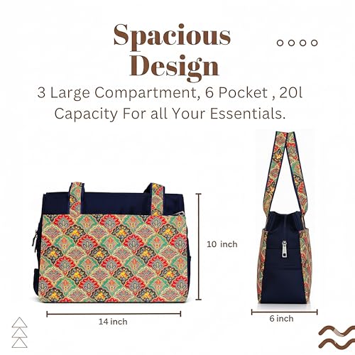 Image of Printed Handbag for Women | Office Bag | Stylish Bag for Office Use | Nylon Large Shoulder Bag 20 Liter | Stylish Tote for Office Use | Purse for Women | Vegan Handbag | Daily & Travel Use