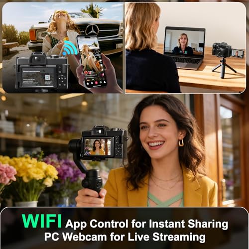 Image of G-Anica 4K Vlogging Camera with Detachable Macro & Wide Lens Kit - WiFi & App Control, Supports up to 48MP Photos, Compact Digital Camera for Beginners, 16X Zoom & Anti-Shake (32GB Card Included)