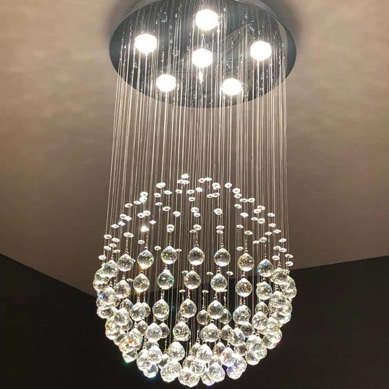 Image of CRYSTA WORLD Raindrop K9 Crystal Chandelier Modern for Living Room /Bedroom /Hall, (Orbital, L12 /W12 /H18)