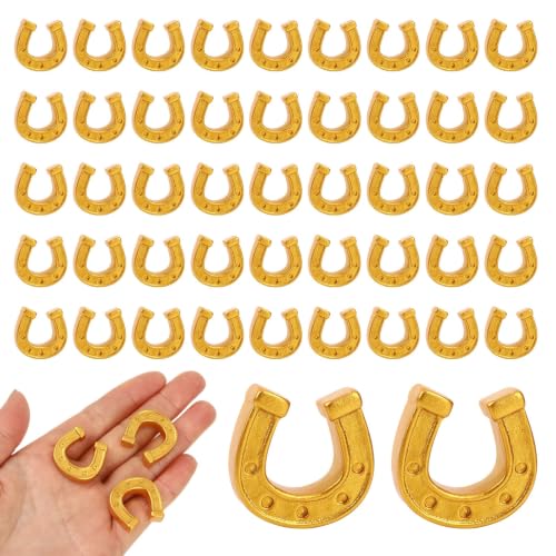 Image of JUNEBRUSHS 50 Pcs Gold Mini Resin Horseshoe Ornamentsfor Party, DIY Crafts