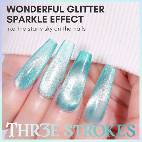 Image of THR3E STROKES 9D Glitter Cat Eye Magnetic Nail Polish Art Manicure DIY at Home Soak Off UV 7.5ML (CE5, 7.5ML)