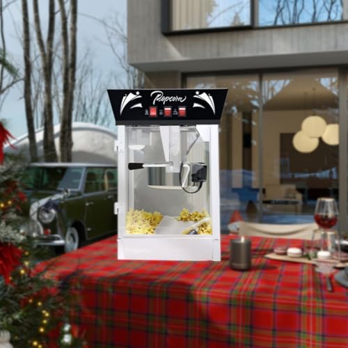 Image of Commercial Popcorn MAKER Machine, 12 Ounce Kettle Stainless Steel Popcorn Maker with Tempered Glass, Warming Deck, 850W Countertop Popcorn Popper for Parties, Events, and Home Theater, Black
