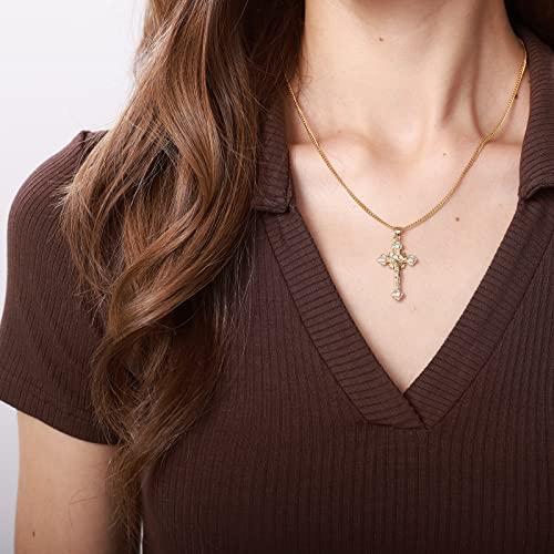 VAttract Cross Necklace for Women 18K Gold Plated Cross Pendant Choker Necklace3