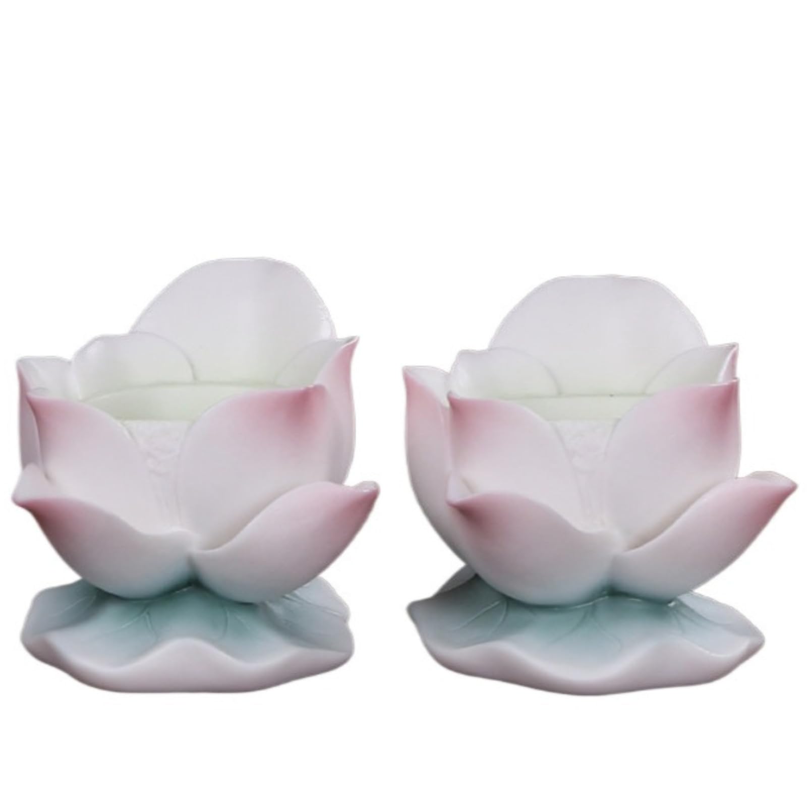 2 candelabros de cerámica de loto para el hogar, 8 cm, adorno para velas budistas