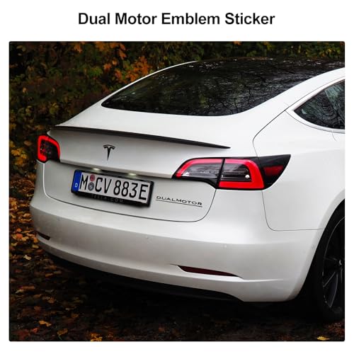 Image of Tesla Emblem Model Y Tesla Dual Motor Black Emblem Cover for Model Y Model 3 Model X Accessories 2025 2024 2023 2022-2012 Tesla Decal Stickers Performance Logo Matte Black