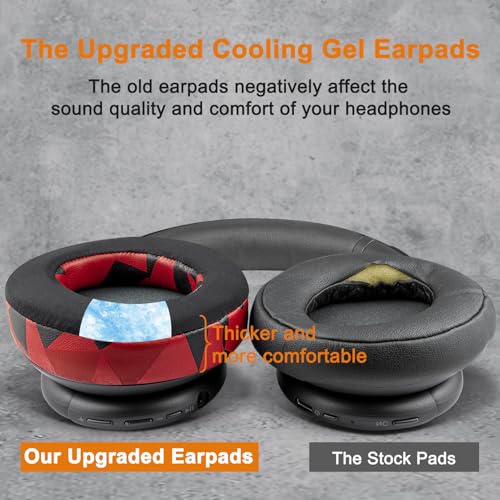 Image of SOULWIT Cooling Gel Earpads Replacement for Anker Soundcore Life Q30 /Q35 Headphones, Ear Pads Cushions with Ice Silk Fabric, High-Density Noise Isolation Foam - Red Storm