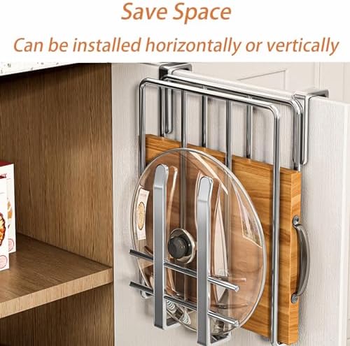 Space-Saving Cutting Board Holder & Kitchen Storage Drainboard Pan Lid Shelf - Under-Cabinet Organizer for Towels, Cups, and Pot Lids - Essential Kitchen Accessory