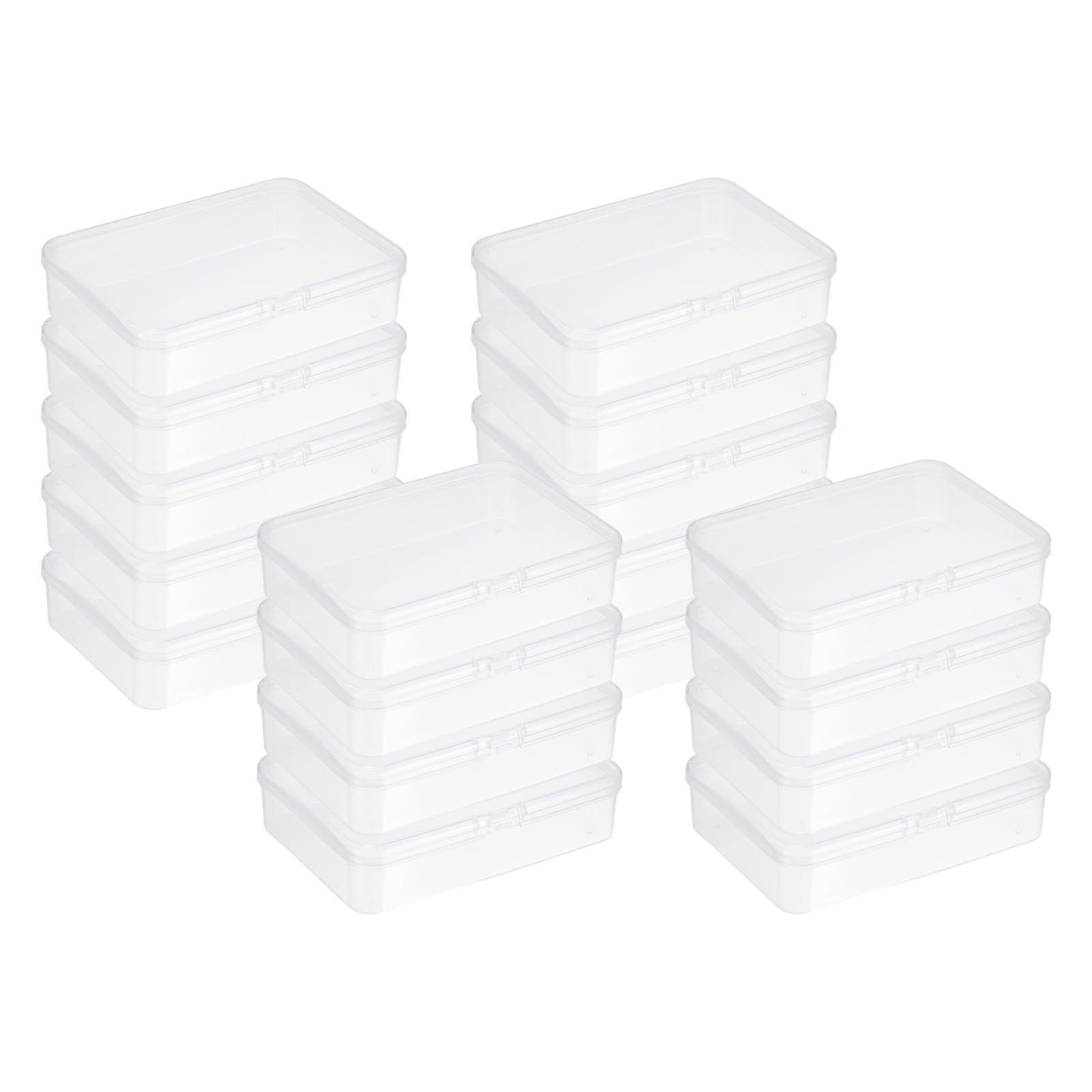 sourcing map 20Pcs Small Plastic Case Clear, Rectangular Mini Bead Organizers with Lids, Transparent Storage Boxes for Beads, Small Craft Items, Jewelry Hardware(4.13" x 2.95" x 0.98")