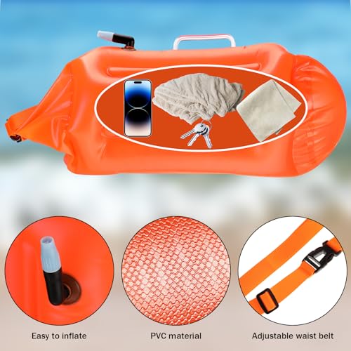 Soulchen 2 Pack Boya de Natación para Agua Abierta, Bolsa Impermeable de Almacenamiento Seco de Alta Visibilidad 20L con Protección a Prueba de Golpes y Asa de Descanso para Triatletas y Kayakistas miniatura 3