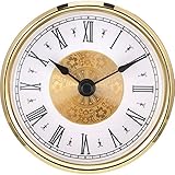 Hicarer 3-1/8 Inch (80 mm) Clock Insert with Roman Numeral, Quartz Movement, Gold Trim
