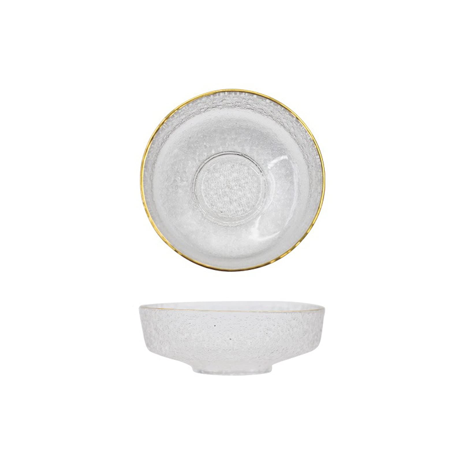 caihuashopping Salaterka szklana Home Dinnerwareround złota krawędź szkło kryształowe ceramika miska do sałatek przezroczysta miska na śniadanie miska na owoce łatwa do czyszczenia (2 sztuki) miska do serwowania