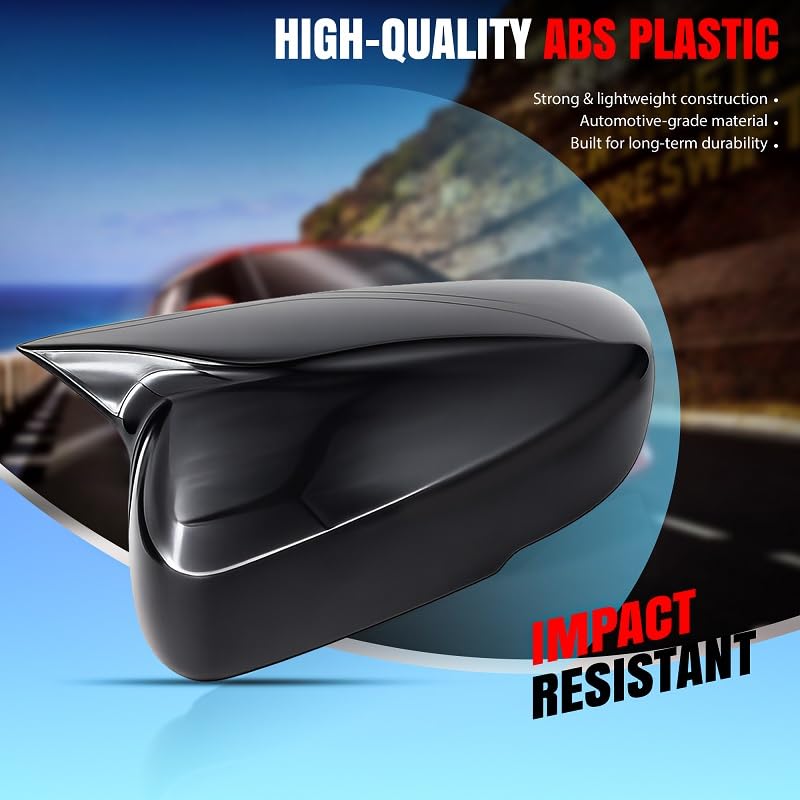 Image of OTO2EYE Batman Style Car Side Mirror Cover Cap Compatible for Toyota Glanza, ABS Material, Black, Auto Accessories
