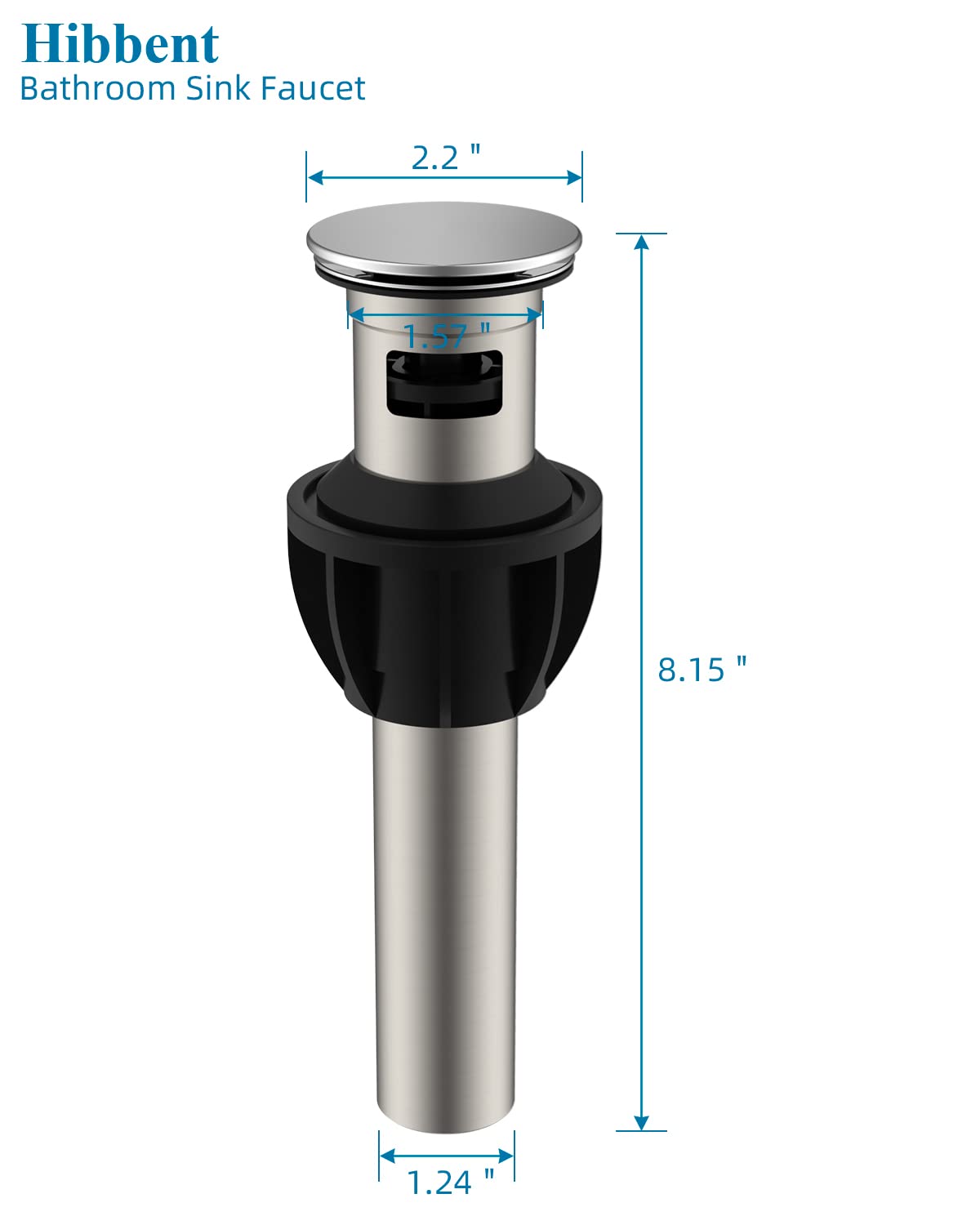 Hibbent 2 Stück Metall Badezimmer Waschbecken Abfluss mit Überlauf, Pop Up Abfluss mit abnehmbarem Stopper, Anti-Verstopfungs-Ablaufsieb, Chrom