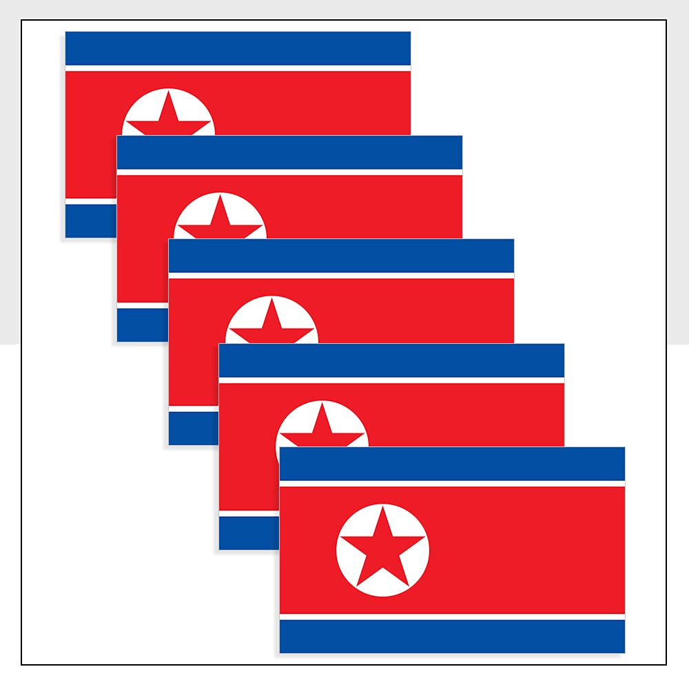 Packwith North Korea Flag Bike Stickers Pack Of 5 (60 X 36Mm) Waterproof Prk Labels For Van Helemt Ipad Fridge Packwith® #P1028