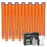 KINGRASP ゴルフグリップ 2個セット (テープ2本付き) ソフトラバーゴルフクラブグリップ 滑り止め エコロジカルコットン糸糸テクノロジー Midesize 標準サイズ 素材 優れた安定性 ゴルフ(オレンジ、スタンダード)