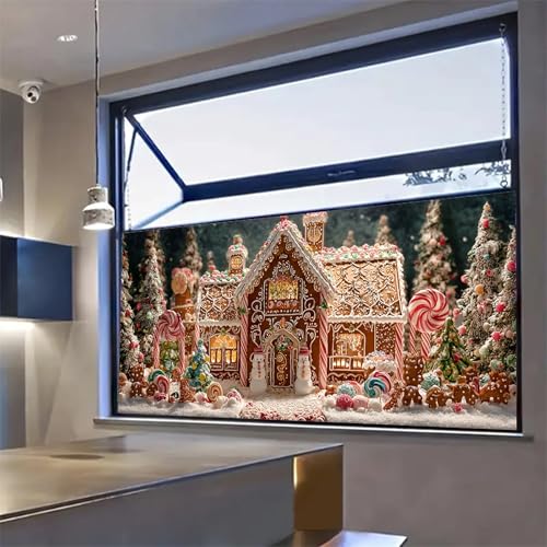Vinilo Decorativo Navideño Casa de Pan de Jengibre 39.3x17.7 Pulg miniatura 7
