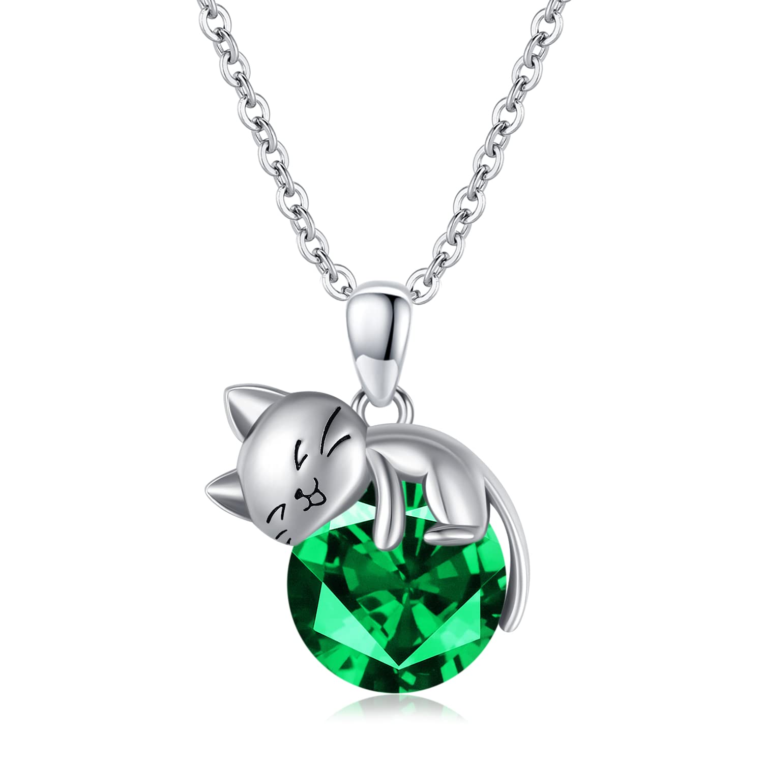 Collier chat en argent 925 chat coeur | La boutique du Maine Coon