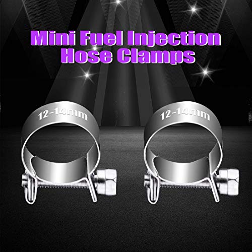 Swpeet Mini-Kraftstoffeinspritzleitungsschlauchklemmen-Sortiment, 12 mm - 14 mm, 304 Edelstahl, perfekt für Automobil, Landwirtschaft, Anlage und Bau, 12 Stück