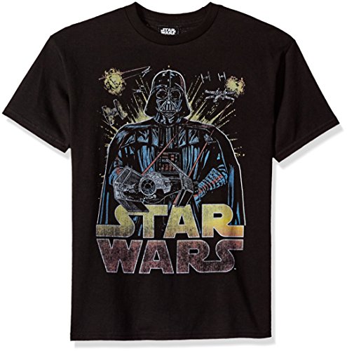 STAR WARS Boys' Big Darth Vader Ancient Threat Logo Graphic Tee, Black, YXL