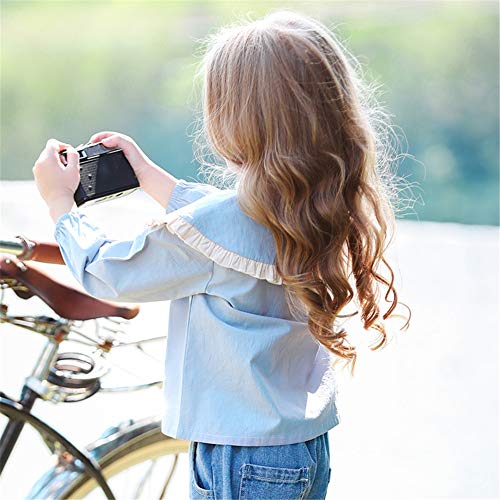 Image of Mud Kingdom Girls Blouse Shirts Spring Fall Long Sleeve Button-Down Top Ruffle Collar