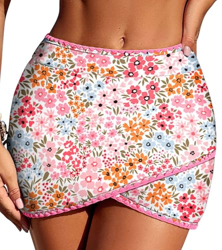 ZAFUL Women's Swim Skirt High Waisted Whip Stitch Bikini Bottoms Tummy Control Bathing Suit Bottom2